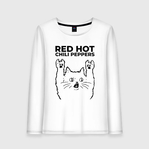 Женский лонгслив Red Hot Chili Peppers - rock cat / Белый – фото 1