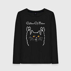 Лонгслив хлопковый женский Children of Bodom rock cat, цвет: черный