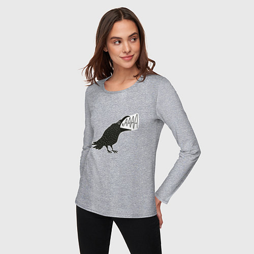Женский лонгслив Кричащая ворона / Меланж – фото 3