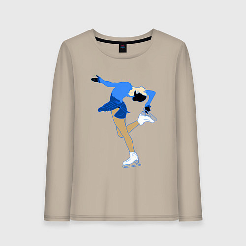 Женский лонгслив Фигуристка на льду / Миндальный – фото 1