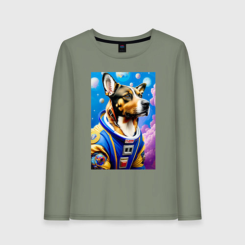Женский лонгслив Пёс бравый космонавт / Авокадо – фото 1