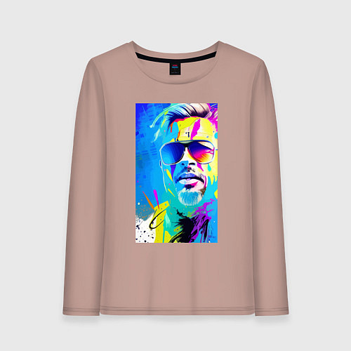 Женский лонгслив Brad Pitt - sketch - pop art / Пыльно-розовый – фото 1