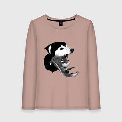 Лонгслив хлопковый женский The Thing - husky, цвет: пыльно-розовый