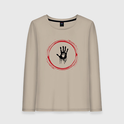 Женский лонгслив Символ Death Stranding и красная краска вокруг / Миндальный – фото 1