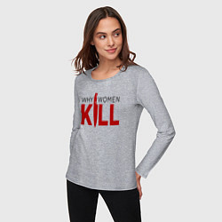 Лонгслив хлопковый женский Why Women Kill logo, цвет: меланж — фото 2