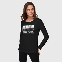 Лонгслив хлопковый женский Нью-Йорк Сити, цвет: черный — фото 2