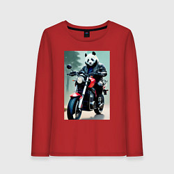 Лонгслив хлопковый женский Panda - cool biker, цвет: красный