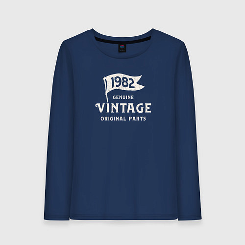 Женский лонгслив 1982 подлинный винтаж - оригинальные детали / Тёмно-синий – фото 1