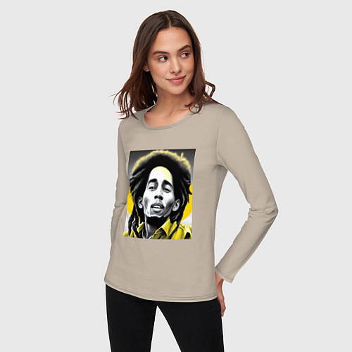 Женский лонгслив Bob Marley Digital Art / Миндальный – фото 3