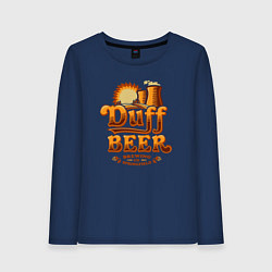 Лонгслив хлопковый женский Duff beer brewing, цвет: тёмно-синий