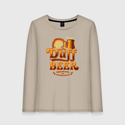 Лонгслив хлопковый женский Duff beer brewing, цвет: миндальный