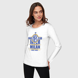 Лонгслив хлопковый женский Inter Milan fans club, цвет: белый — фото 2