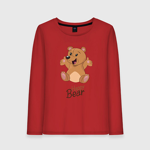 Женский лонгслив Bear happy / Красный – фото 1