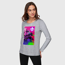 Лонгслив хлопковый женский Saints Row - shooter - sketch, цвет: меланж — фото 2