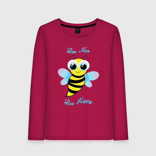 Женский лонгслив Будь милым и счастливым / Маджента – фото 1