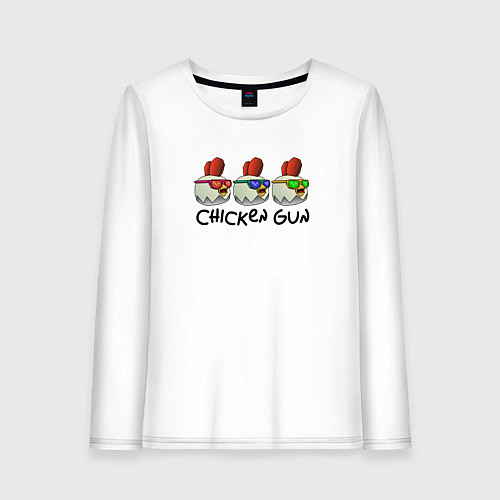Женский лонгслив Chicken gun - три курочки / Белый – фото 1
