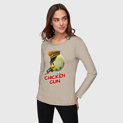 Лонгслив хлопковый женский Chicken Gun logo, цвет: миндальный — фото 2