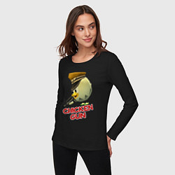 Лонгслив хлопковый женский Chicken Gun logo, цвет: черный — фото 2