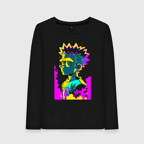 Женский лонгслив Bart Simpson - pop art / Черный – фото 1