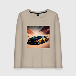 Лонгслив хлопковый женский Lamborghini Aventador, цвет: миндальный