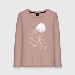 Лонгслив хлопковый женский Kurt Cobain grunge, цвет: пыльно-розовый