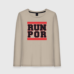 Лонгслив хлопковый женский Run Portland Trail Blazers, цвет: миндальный