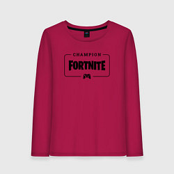 Лонгслив хлопковый женский Fortnite gaming champion: рамка с лого и джойстико, цвет: маджента