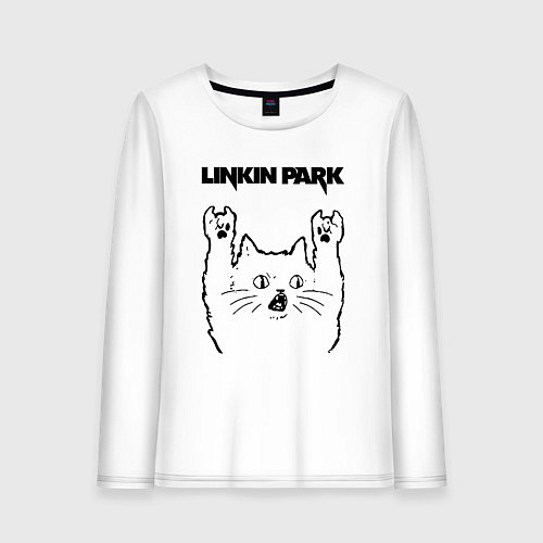 Женский лонгслив Linkin Park - rock cat / Белый – фото 1
