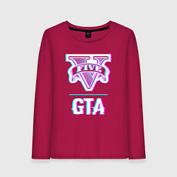Лонгслив хлопковый женский GTA в стиле glitch и баги графики, цвет: маджента