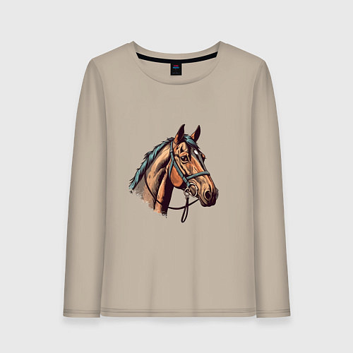 Женский лонгслив Коняка скакуняка / Миндальный – фото 1