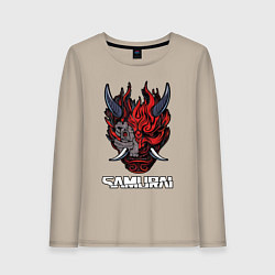 Лонгслив хлопковый женский Samurai logo, цвет: миндальный