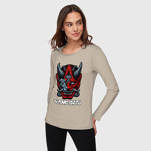 Женский лонгслив Samurai mask / Миндальный – фото 3