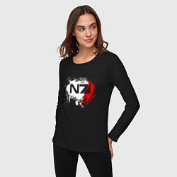 Лонгслив хлопковый женский Mass Effect N7 - shooter - logo, цвет: черный — фото 2