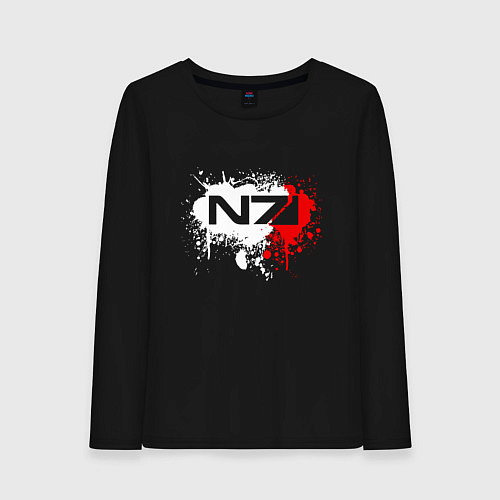Женский лонгслив Mass Effect N7 - shooter - logo / Черный – фото 1