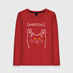 Лонгслив хлопковый женский Evanescence rock cat, цвет: красный