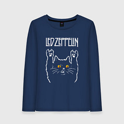 Лонгслив хлопковый женский Led Zeppelin rock cat, цвет: тёмно-синий