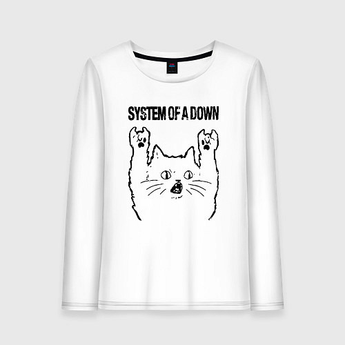 Женский лонгслив System of a Down - rock cat / Белый – фото 1