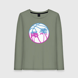 Лонгслив хлопковый женский Miami beach, цвет: авокадо