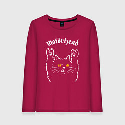 Лонгслив хлопковый женский Motorhead rock cat, цвет: маджента