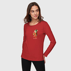 Лонгслив хлопковый женский Эльф в темноте со свечкой, цвет: красный — фото 2