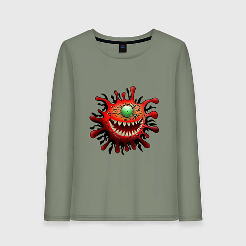 Женский лонгслив Веселый вирус красный / Авокадо – фото 1