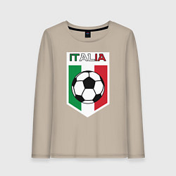 Лонгслив хлопковый женский Футбол Италии, цвет: миндальный