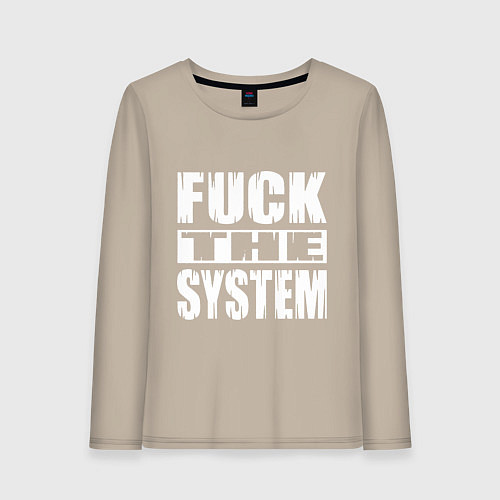 Женский лонгслив SoD - f**k the system / Миндальный – фото 1
