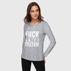 Лонгслив хлопковый женский SoD - f**k the system, цвет: меланж — фото 2
