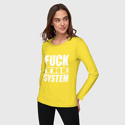 Лонгслив хлопковый женский SoD - f**k the system, цвет: желтый — фото 2