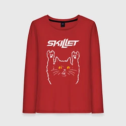 Лонгслив хлопковый женский Skillet rock cat, цвет: красный