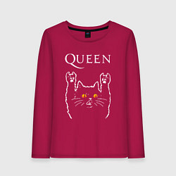 Лонгслив хлопковый женский Queen rock cat, цвет: маджента