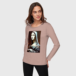 Лонгслив хлопковый женский Mona Lisa from Elm street - horror, цвет: пыльно-розовый — фото 2