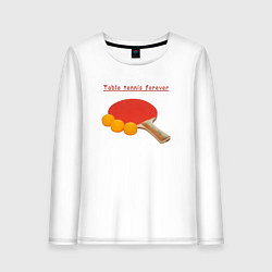 Лонгслив хлопковый женский Table tennnis forever, цвет: белый