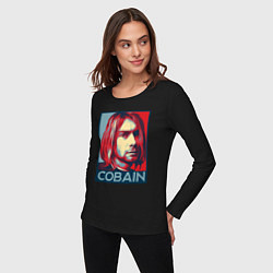 Лонгслив хлопковый женский Nirvana - Kurt Cobain, цвет: черный — фото 2